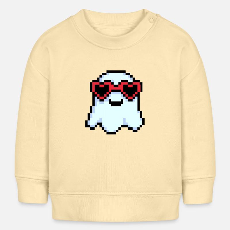 Pixel Ghost avec des nuances en forme de cœur - Sweat bébé bio Stanley/Stella - crème