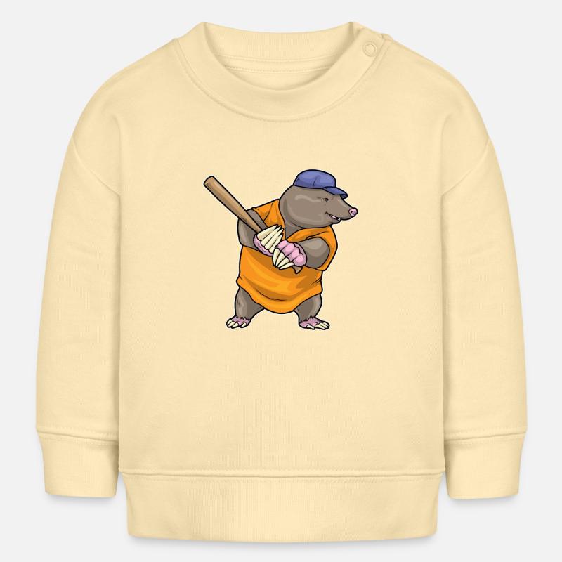 Taupe Baseball Batte de Baseball - Sweat bébé bio Stanley/Stella - crème