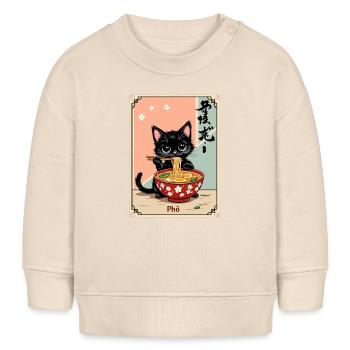 Chaton Pho Ramen Art - Sweat bébé bio Stanley/Stella - écru doux - Devant