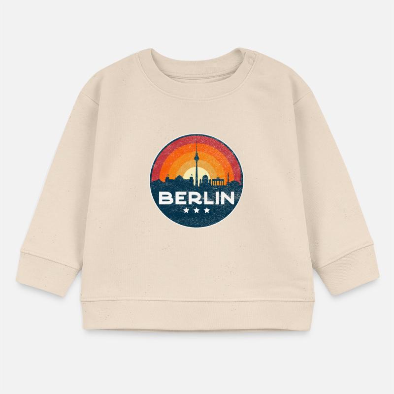 Conception rétro du badge Berlin Skyline Sunset Sweat bébé bio Stanley/Stella