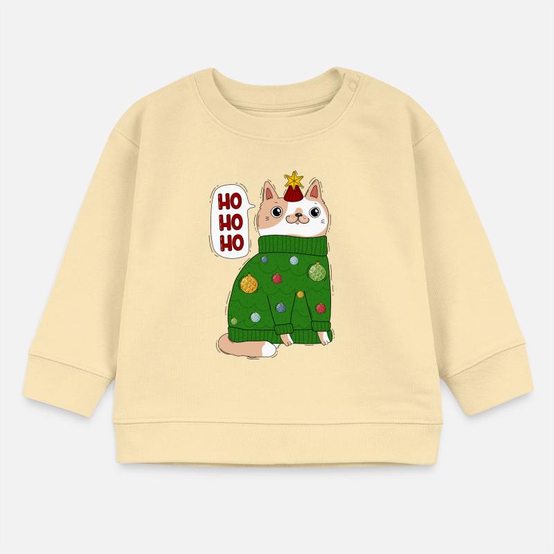 Katze im Weihnachtspullover Baby Organic Sweatshirt Baby Changer von Stanley/Stella