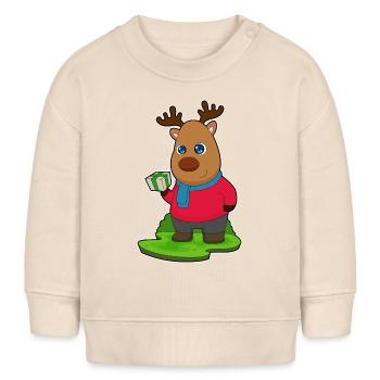 Reindeer Christmas Package - Baby Sweatshirt by Stanley/Stella - soft Ecru - Front