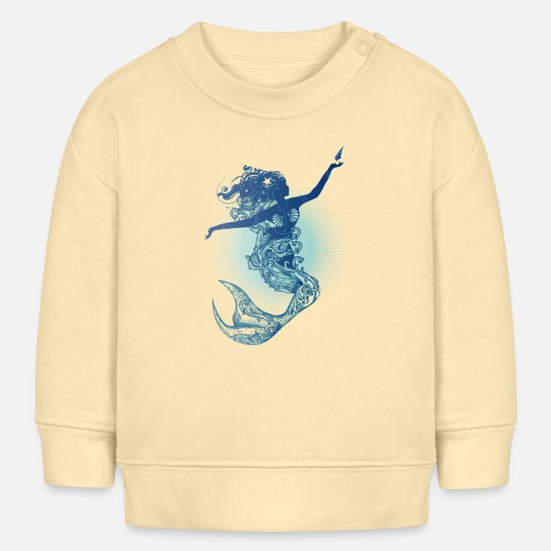 Belle sirène aux couleurs froides - Sweat bébé bio Stanley/Stella - crème
