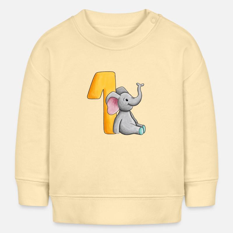 1er anniversaire éléphant - Sweat bébé bio Stanley/Stella - crème
