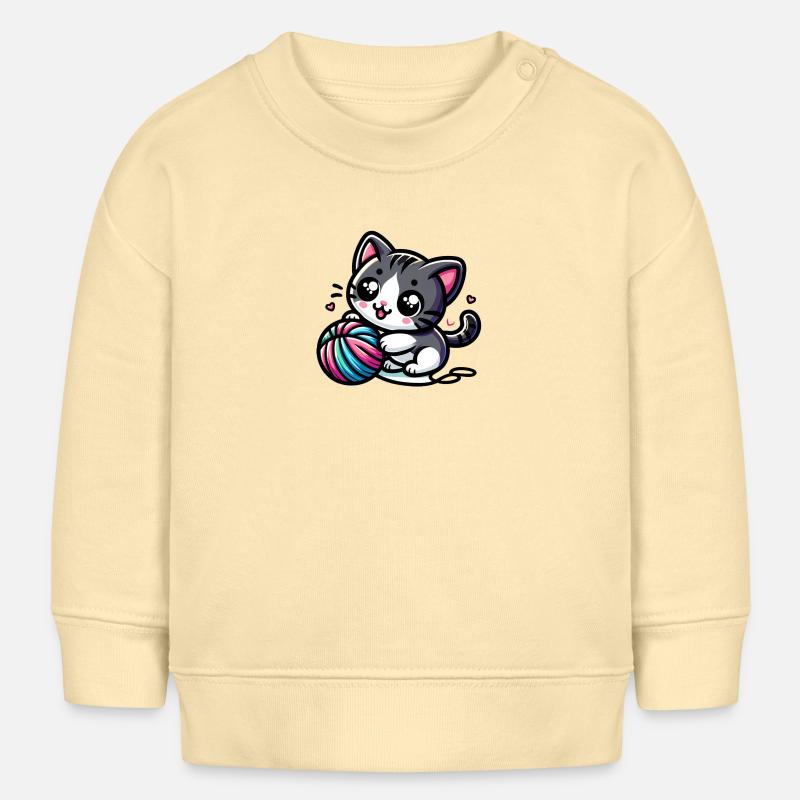 Chat mignon - Sweat bébé bio Stanley/Stella - crème