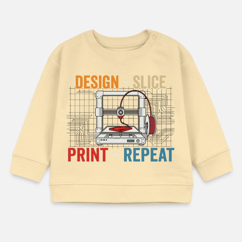 3D-Druck Evolution – Design Slice Print Repeat Baby Organic Sweatshirt Baby Changer von Stanley/Stella