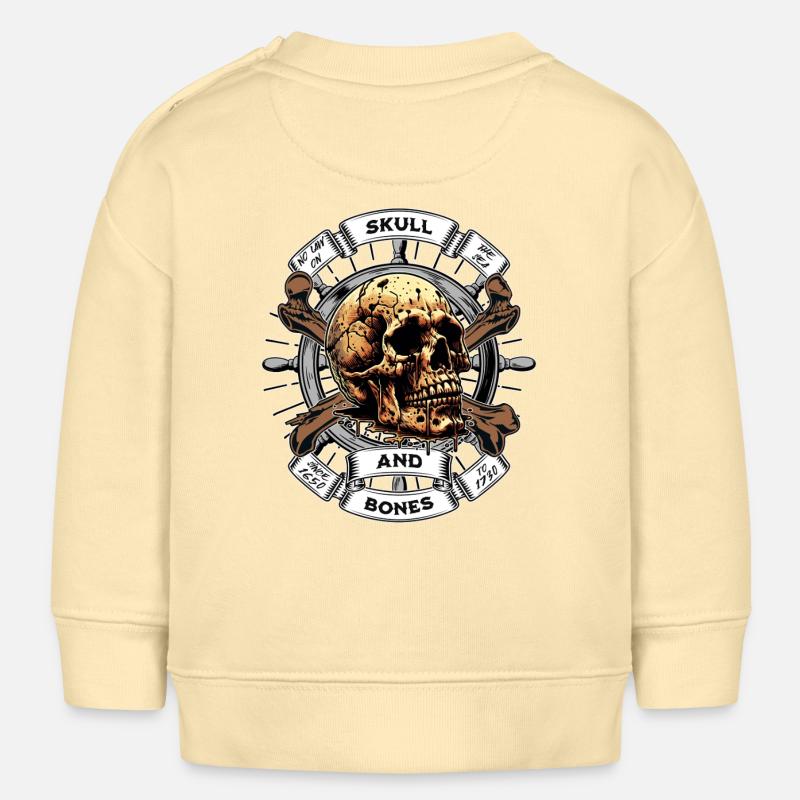 Crâne et os Pirate - Sweat bébé bio Stanley/Stella - crème