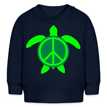 Wasserschildkröte Peace Victory Frieden Liebe süß - Baby Organic Sweatshirt Baby Changer von Stanley/Stella - Navy - Vorne