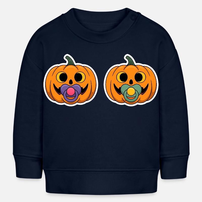 Grimaces de sucette citrouille - Sweat bébé bio Stanley/Stella - bleu marine