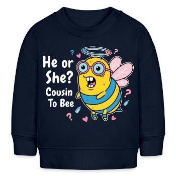 Geschlechter-Reveal-Babyparty Er oder sie Cousin mit der Biene - Baby Organic Sweatshirt Baby Changer von Stanley/Stella - Navy - Vorne
