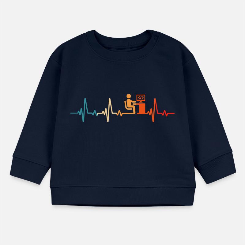 Programmer Retro Heartbeat Computer Scientist code Baby Sweatshirt by Stanley/Stella