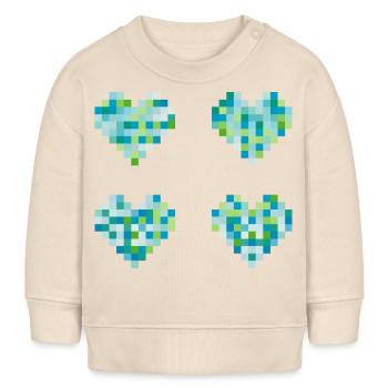 4 Pixel Herzen - neon pastel Farben - blau - grün - Baby Organic Sweatshirt Baby Changer von Stanley/Stella - Natur - Vorne