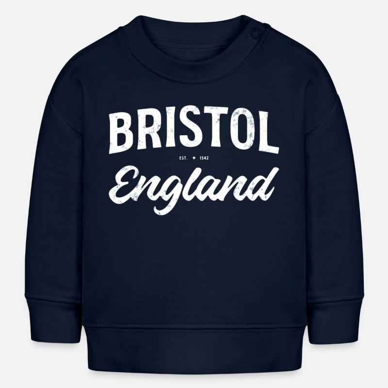 Fons baptismaux vintage de Bristol, Angleterre - Sweat bébé bio Stanley/Stella - bleu marine