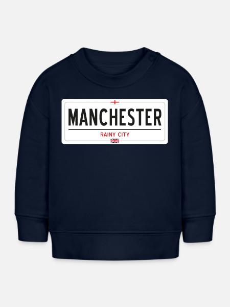 Ortsschild von Manchester - Baby Organic Sweatshirt Baby Changer von Stanley/Stella - Navy
