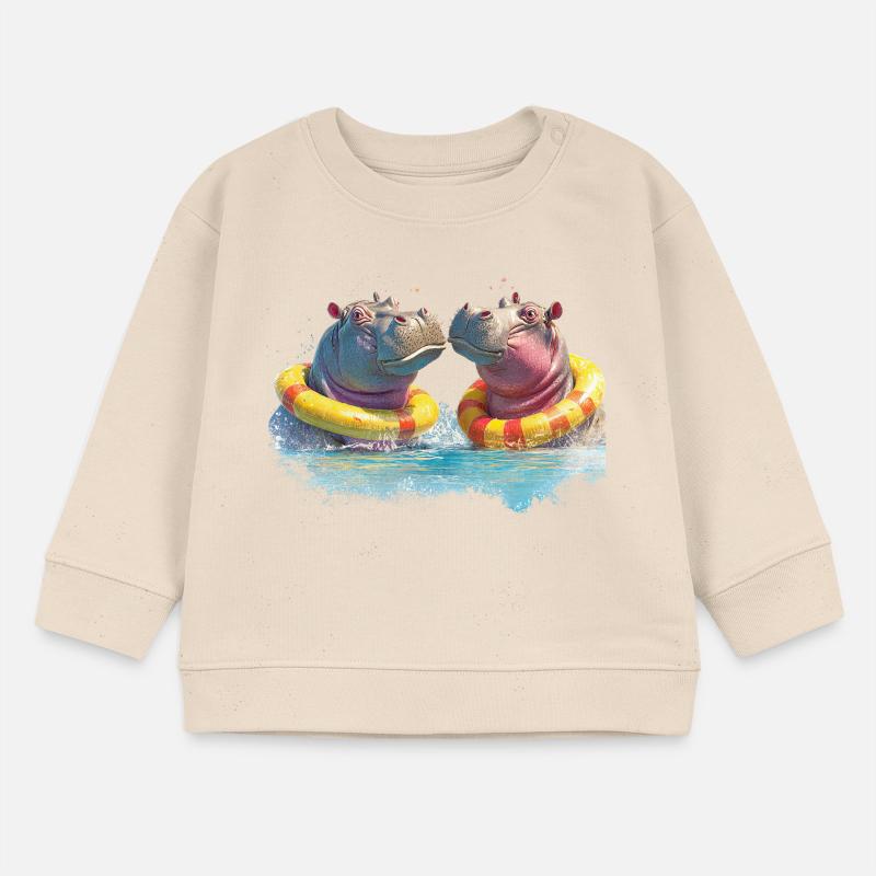 Double Hippo Bathing Fun Baby Sweatshirt by Stanley/Stella
