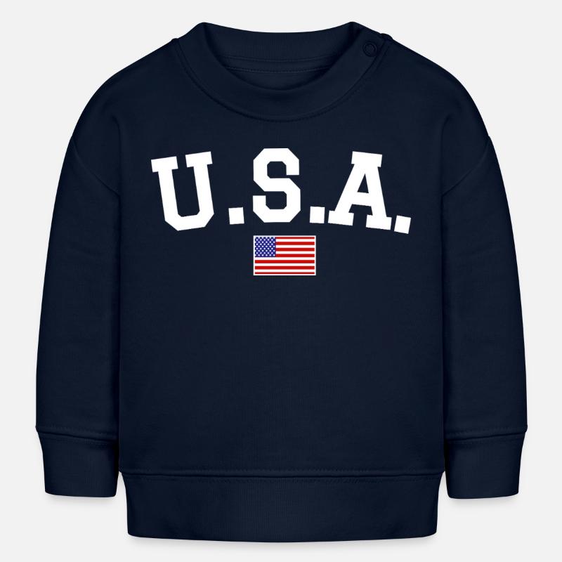 Drapeau américain Blanc - Sweat bébé bio Stanley/Stella - bleu marine
