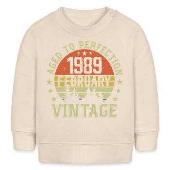 Février 1989 - Cadeau Anniversaire Février 1989 - Sweat bébé bio Stanley/Stella - écru doux - Devant