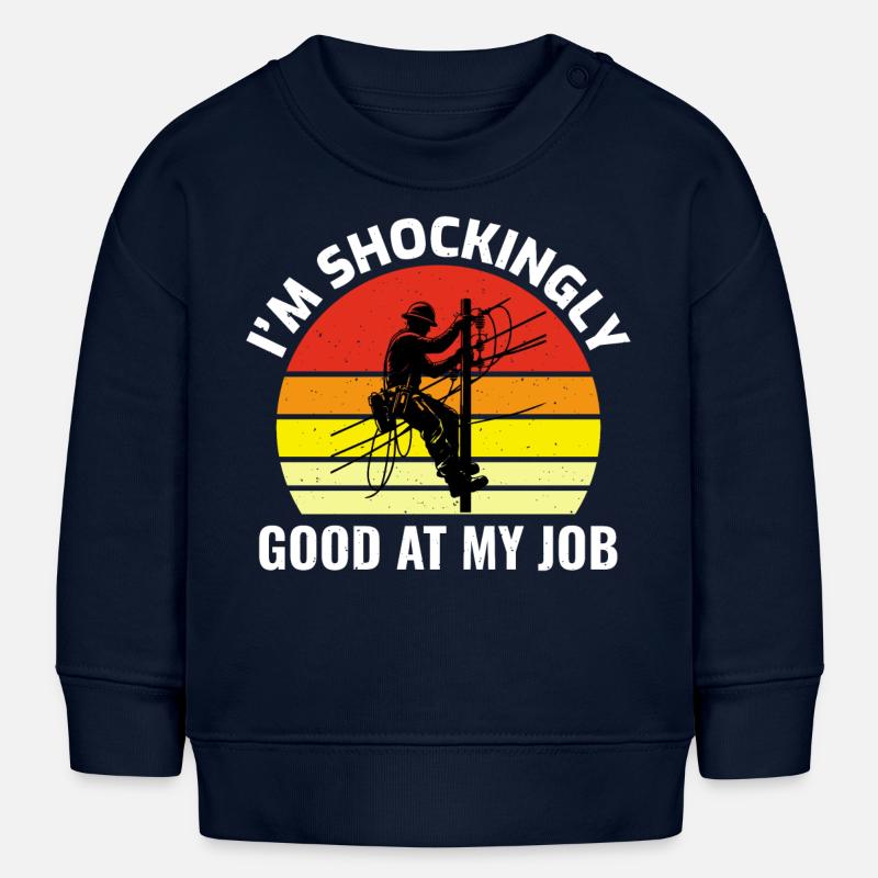 Humour de monteur de lignes Incroyablement bon travail Travail d’électricité - Sweat bébé bio Stanley/Stella - bleu marine