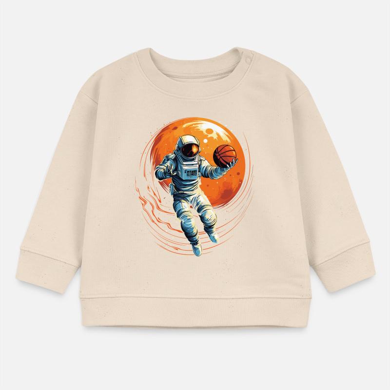 Astronaute basketteur dans l’espace, illustration de bande dessinée Sweat bébé bio Stanley/Stella