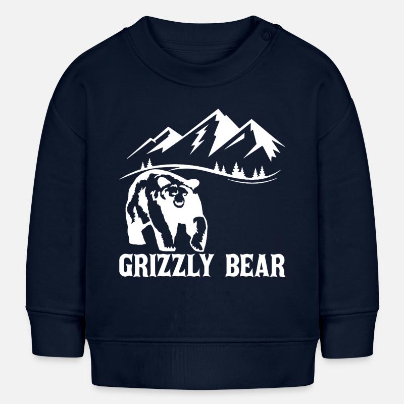 Randonnée avec un ours (blanc) - Sweat bébé bio Stanley/Stella - bleu marine