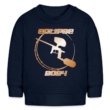 Eclipse 2024, avec un marqueur de paintball. - Sweat bébé bio Stanley/Stella - bleu marine - Devant