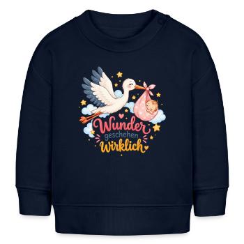 Wunder geschehen wirklich Storch Baby - Baby Organic Sweatshirt Baby Changer von Stanley/Stella - Navy - Vorne