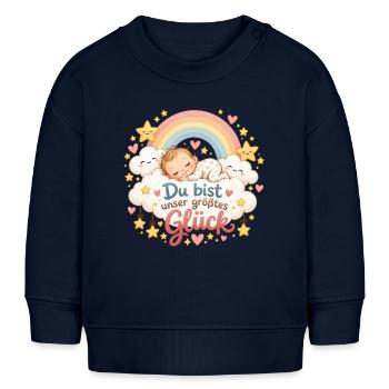 Unser größtes Glück – Baby Regenbogen - Baby Organic Sweatshirt Baby Changer von Stanley/Stella - Navy - Vorne