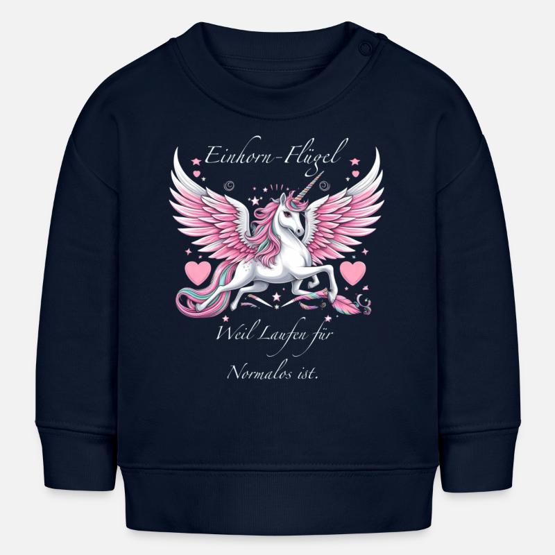 Ailes de licorne : Parce que la course à pied est🦄👟😂 pour les gens normaux - Sweat bébé bio Stanley/Stella - bleu marine