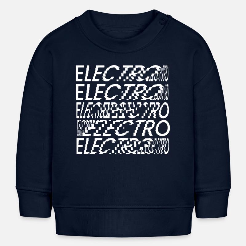 Électro-typographie Glitch - Sweat bébé bio Stanley/Stella - bleu marine