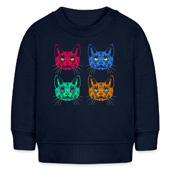 Vier Farben Katzen / Des chats comme Warhol - Sweat bébé bio Stanley/Stella - bleu marine - Devant