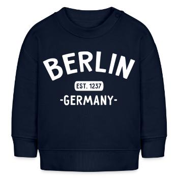 Berlin - Fondée en 1237 - Allemagne - Ours de Berlin - Sweat bébé bio Stanley/Stella - bleu marine - Devant