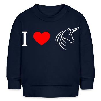 J'aime les licornes - j'aime les licornes - Sweat bébé bio Stanley/Stella - bleu marine - Devant