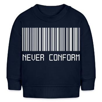 Never Conform Barcode - Baby Organic Sweatshirt Baby Changer von Stanley/Stella - Navy - Vorne