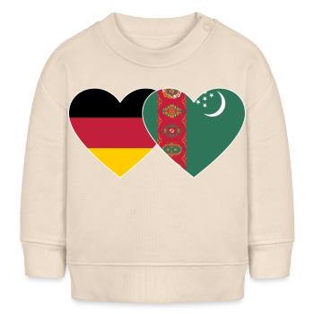 Deutschland Turkmenistan Flagge Herz - Baby Organic Sweatshirt Baby Changer von Stanley/Stella - Natur - Vorne