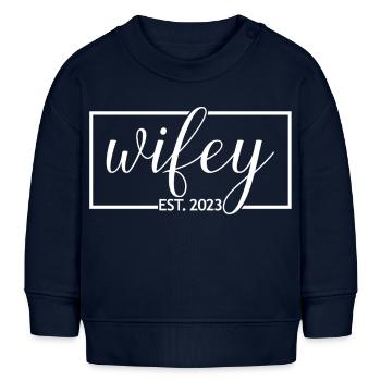 2023 Verlobung Brautdusche Hochzeit - Baby Organic Sweatshirt Baby Changer von Stanley/Stella - Navy - Vorne