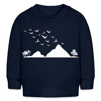 Vögel - Berge - Bäume - Baby Organic Sweatshirt Baby Changer von Stanley/Stella - Navy - Vorne