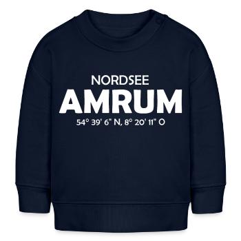 Amrum Koordinaten Ebbe Flut Nordsee - Baby Organic Sweatshirt Baby Changer von Stanley/Stella - Navy - Vorne