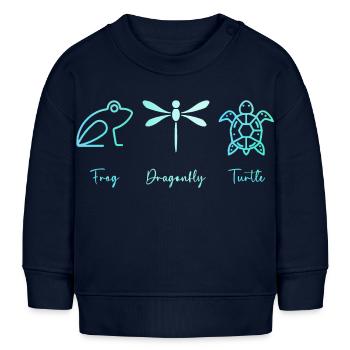 Drôle de grenouille libellule tortue - Sweat bébé bio Stanley/Stella - bleu marine - Devant