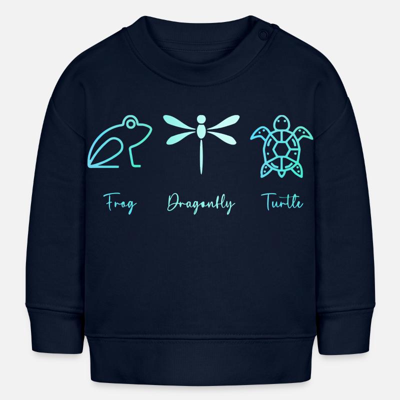 Drôle de grenouille libellule tortue - Sweat bébé bio Stanley/Stella - bleu marine