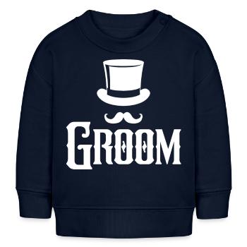 Groom Cool Top Hat & Schnurrbart Herren Junggesellenabschied - Baby Organic Sweatshirt Baby Changer von Stanley/Stella - Navy - Vorne
