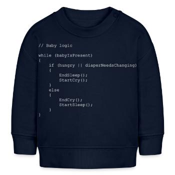 Idée cadeau programmeur logique bébé - Sweat bébé bio Stanley/Stella - bleu marine - Devant