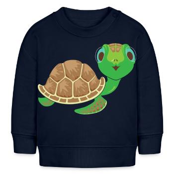 Kawaii Schildkröte: Süßer Charme - Baby Organic Sweatshirt Baby Changer von Stanley/Stella - Navy - Vorne