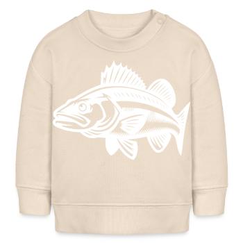 Baignade Poisson sandre - Sweat bébé bio Stanley/Stella - écru doux - Devant
