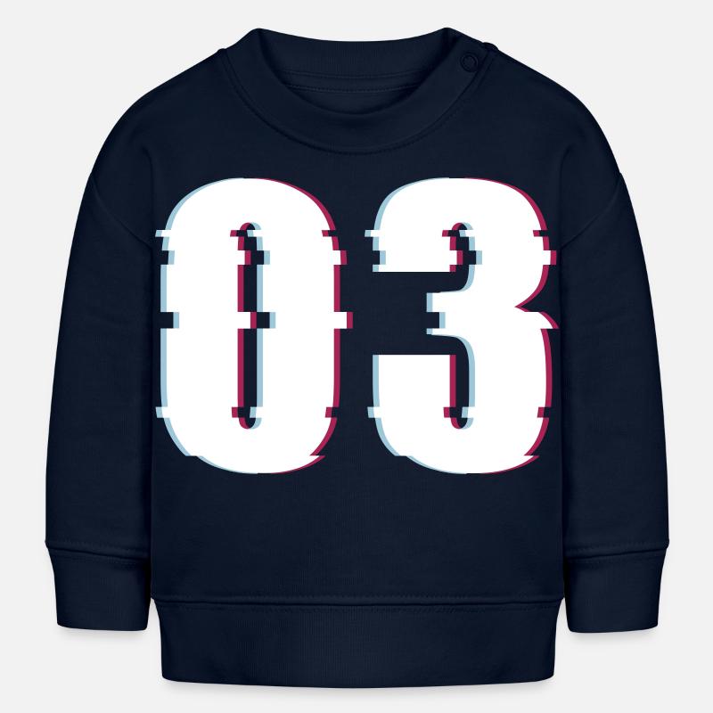 Three 3 Three 03 Number Effect Distorted Number - Baby Sweatshirt by Stanley/Stella - navy