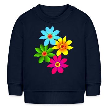 fleurs colorées, fleurs, bouquet coloré - Sweat bébé bio Stanley/Stella - bleu marine - Devant