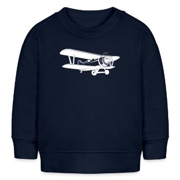 Flugzeug Propeller Doppeldecker T-Shirt - Baby Organic Sweatshirt Baby Changer von Stanley/Stella - Navy - Vorne
