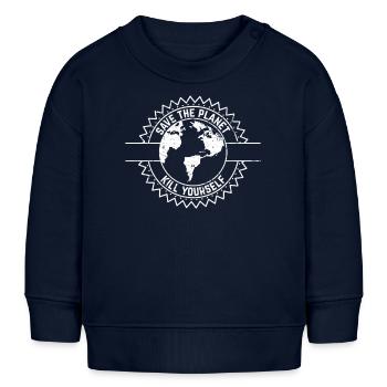 Sauvez la planète tuez-vous Satire Protection de l'environnement - Sweat bébé bio Stanley/Stella - bleu marine - Devant