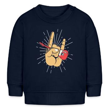 Heavy Metal Devil Horns Electric Guitar - Baby Sweatshirt by Stanley/Stella - navy - Front