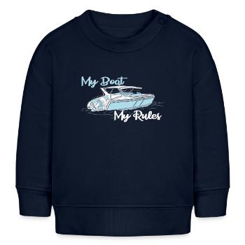 Bateau à moteur Mon bateau Mes règles Anglais - Sweat bébé bio Stanley/Stella - bleu marine - Devant