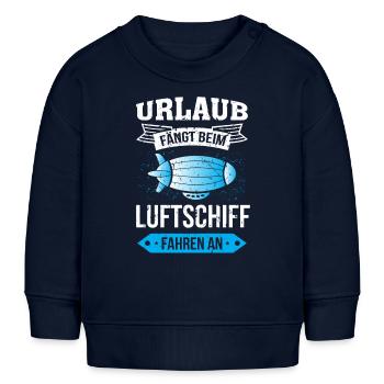 Luftschiff Urlaub fängt an - Baby Organic Sweatshirt Baby Changer von Stanley/Stella - Navy - Vorne